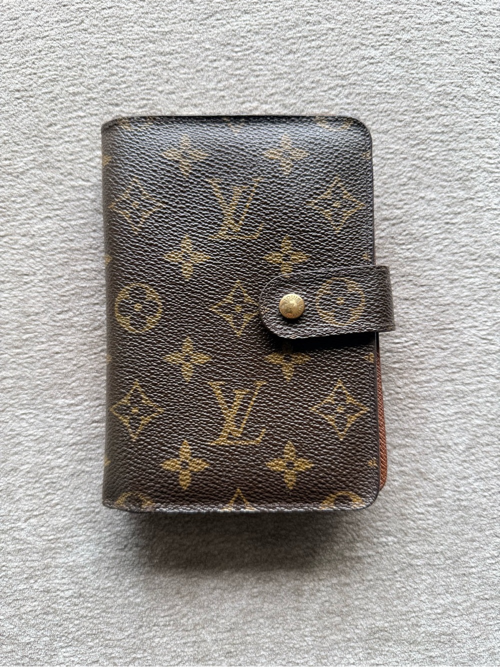 Louis Vuitton Monogram Brown Canvas Passport Wallet Authentic